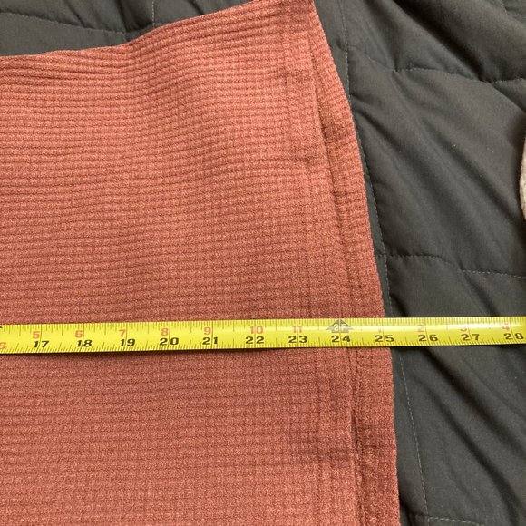 WOMEN'S V Neck Waffle Knit Henley Tops Brick Red - Picture 5 of 16